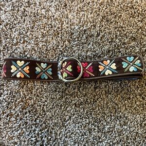 Vintage Floral Embroidered Leather Belt